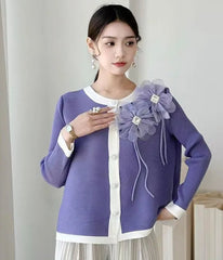 Luxury 3D Floral Pleated Top