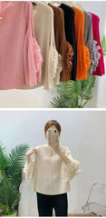 Luxury Pleated Ruffle Cuff Blouse