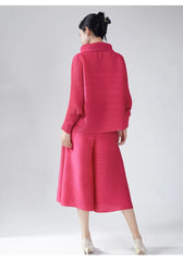 Truly Plissé Wide Leg Pant Set