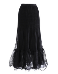 Pleated Chiffon Tulle Skirt