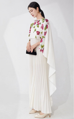 Formal Plissé Cape Dress