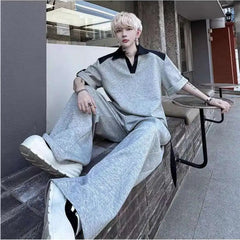 Men's Cotton Wide Leg Pant Set