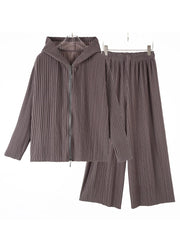 Couture Plissé Pleated Hoodie & Flared Trousers