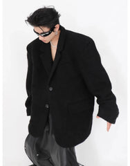 Men's Luxury Oversized Textured Wool Blend Jacket