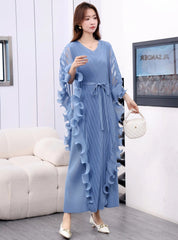 Sculptural Plissé Cape Kaftan
