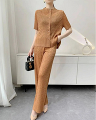 Luxury Pleated Wide-Leg Set