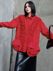 Oversized Ruffle Blouse Top