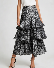 Leopard Tiered Ruffle Skirt