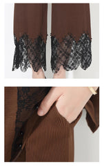 Luxury Petite Pleated Lace Pant Set