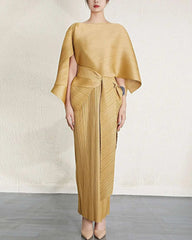 Couture Plisse Shawl Dress Set