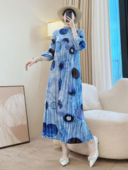 Luxury Pleats Abstract Circles Dress