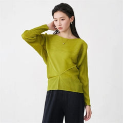 Plissé Pleated Knit Asymmetric Top