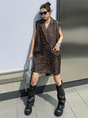 HEYFANCYSTYLE Korean Style Leopard Vest Dress