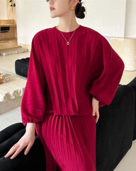 Luxury Flowy Plisse Skirt Set