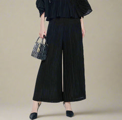 Luxe Wide-Leg Plisse Trousers