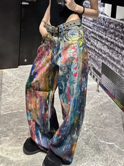 Women's Paint Splatter Wide-Leg Jeans