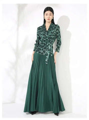 Leopard Pleated Skirt & Wrap Blouse
