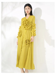 Truly Floral Chiffon Plissé Pleated Dress