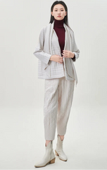 Luxe Cotton Pleated Jacket & Scarf
