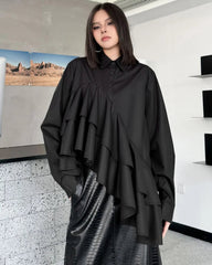 Luxury Asymmetric Ruffle Blouse