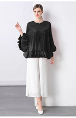 Luxury Pleated Bell Sleeve Top