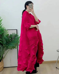 Geometric Pleated Duster Cardigan