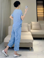 Luxe Pleated Crinkled 2-Piece Set