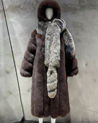 Women's Fox Fur Hooded Coat