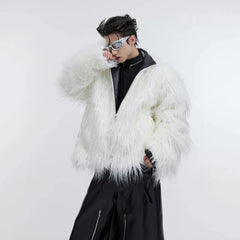 Men's Faux-Fur & Faux-Leather Bomber Jacket