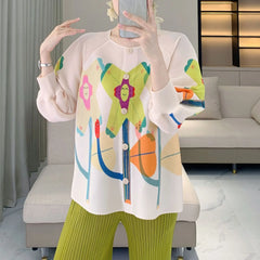 Elegant Plissé 3/4 Sleeve Cardigan