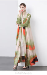 Women's Stylish Pleated Long Maxi Cardigan Coat