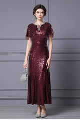 Luxury Sequin Cape Sleeve Dress