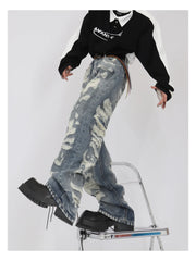 Men's Distressed Boot Cut Streetwear Jeans