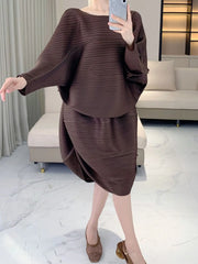 Modest Luxury Plissé Japanese Skirt Set
