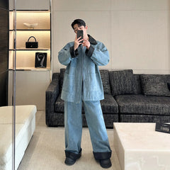 Men's Luxury Japanese Streetwear Baggy Denim 2-Piece Set