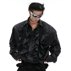 Men's Ruffle Pleated Shirt Luxe Streetwear