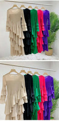 Elegant Ruffled Pleated Dress