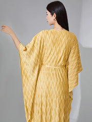 Truly Pleated Batwing Sleeve Couture Dress