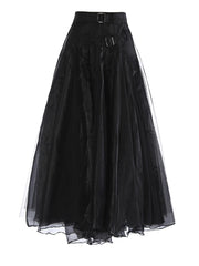 Luxury Tulle Mesh Buckle Skirt