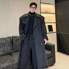 Men's Denim Long Trench Coat