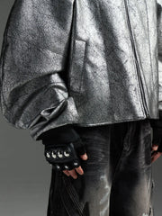 Men's Cracked Cropped Faux Leather Jacket