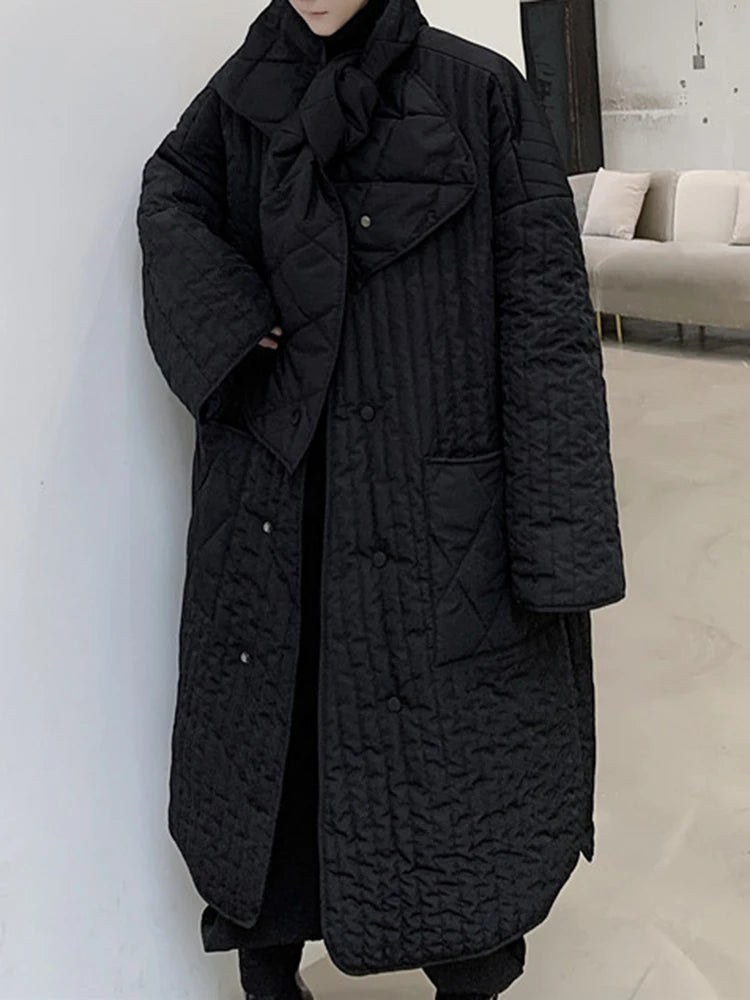 HEYFANCYSTYLE Black Cotton-Padded Parka Coat