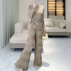 Luxury Pleated Ribbed 2-Piece