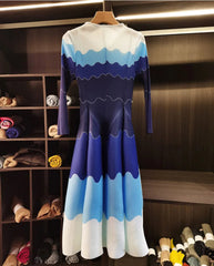 Wave Pleated Midi Dress