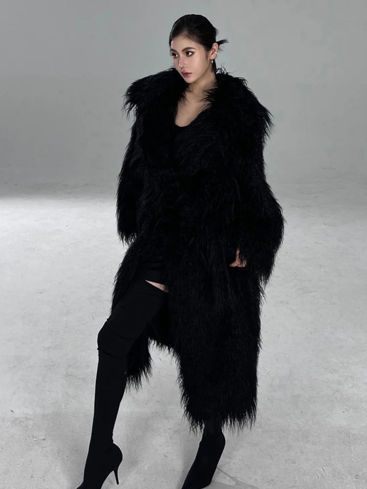 Long shaggy faux fur coat online