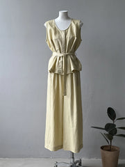 Linen Blend Top & Wide Leg Trousers Set