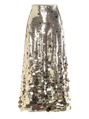 High-Waist Metallic Sequin Maxi Skirt