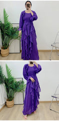 Luxury Pleated Ruffle Midi Dress
