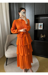 Women's Giselle Pleated Long Sleeve Dress