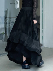Metallic Asymmetric Pleated Skirt